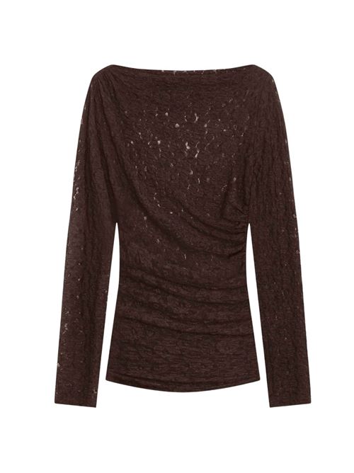 Top in pizzo drappeggiato Grace & Mila | FW2617050CHOC